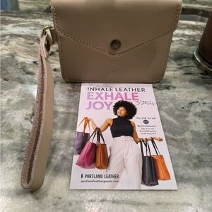 Portland Leather Cream Wristlet Clutch